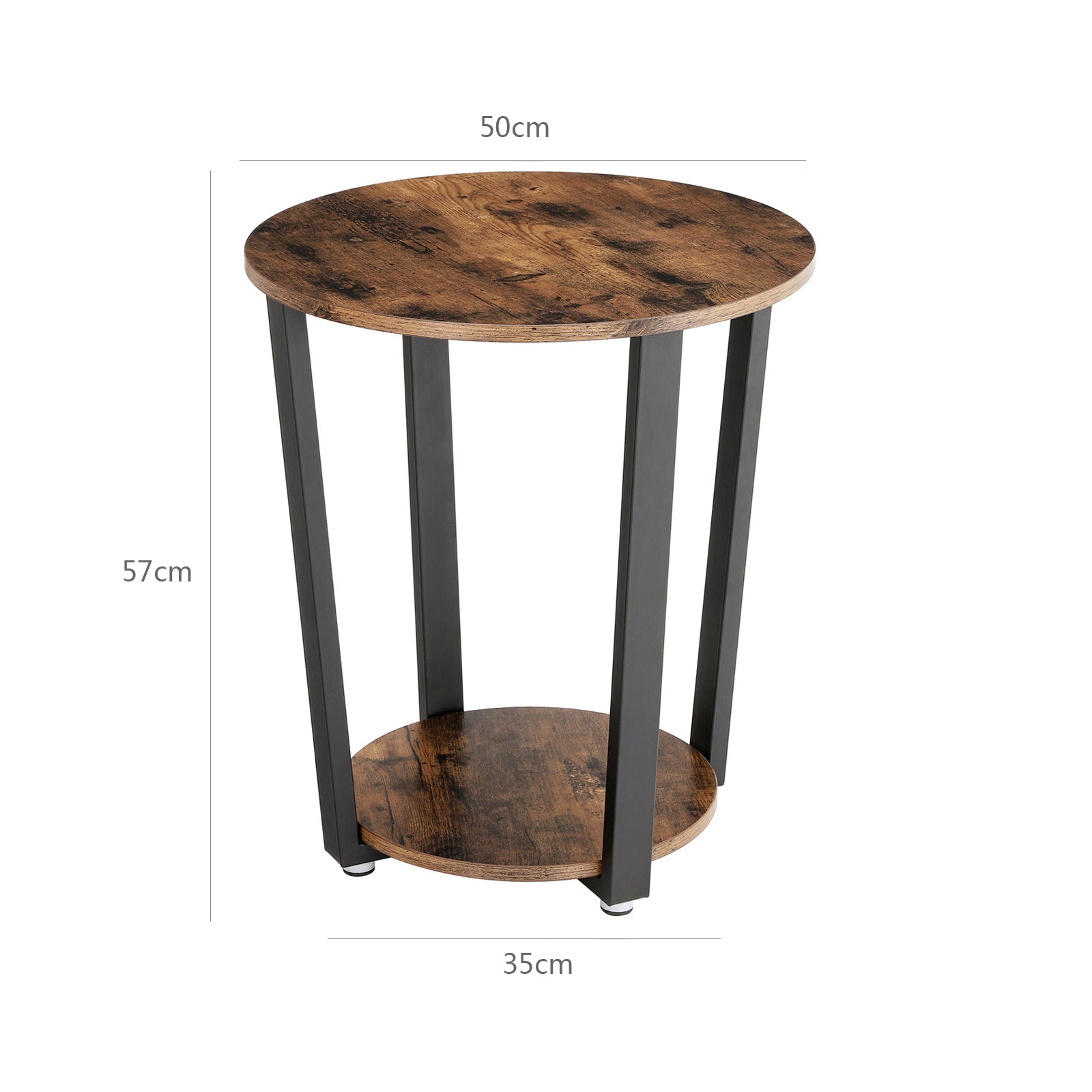 Side table - Round sofa table - bedside table - Living room table - Vintage Brown/Black