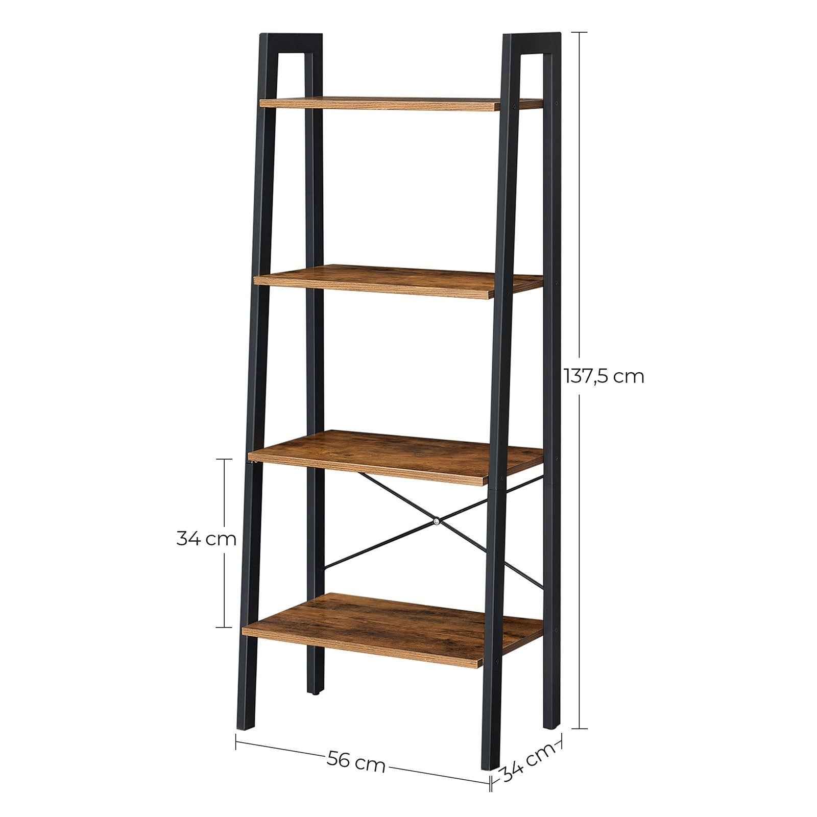 Bookcase - 4 levels - Ladder rack - Industrial