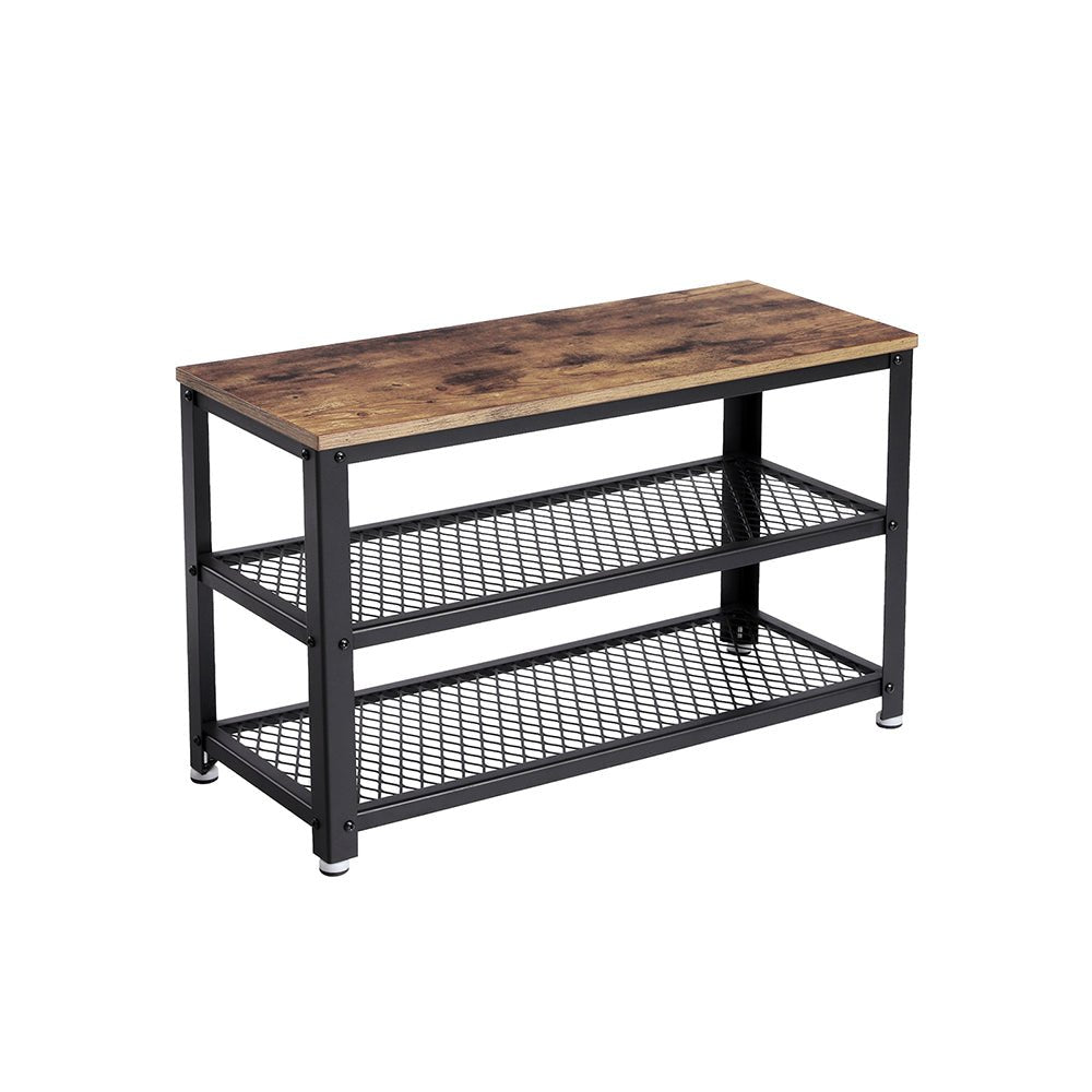 Shoe bench - 2 shelves - 73 x 30 x 45 cm - Brown/Black