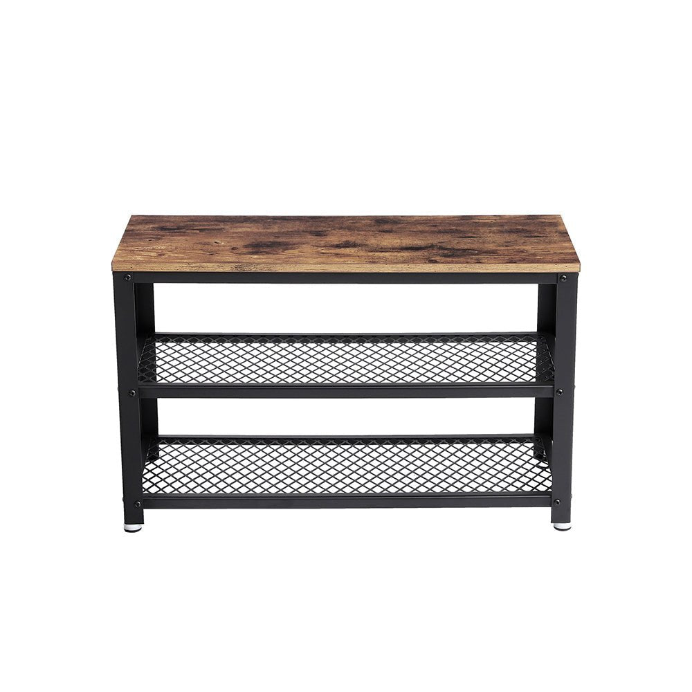 Shoe bench - 2 shelves - 73 x 30 x 45 cm - Brown/Black