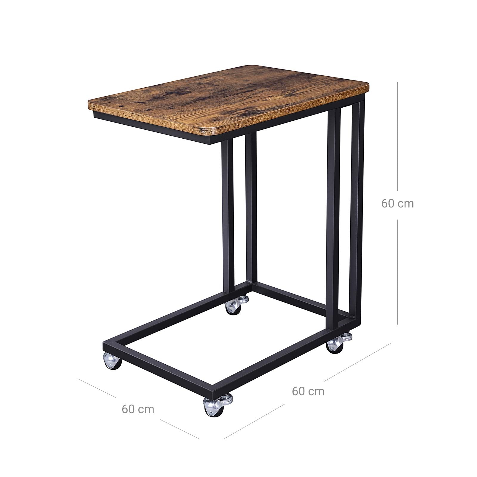 Side table - bedside table - on wheels - 50 x 35 x 60 cm - brown
