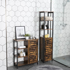 Kitchen cupboard - Narrow storage cupboard with 3 racks - Industrial design - Brown