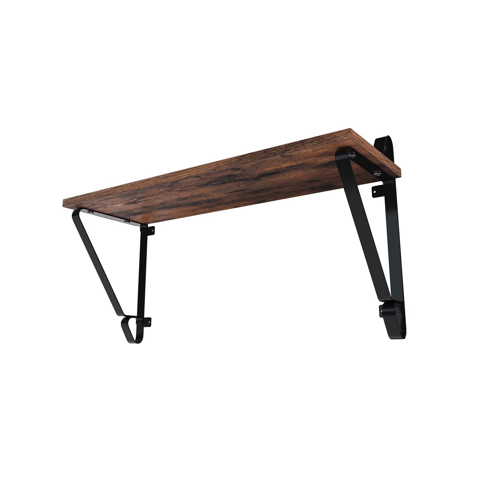 Wall shelves set of 2 - large floating planks - Rustic design - Brown/Black
