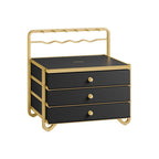 Jewelry box - Jewelry box - 3 layers with drawers - Black gold