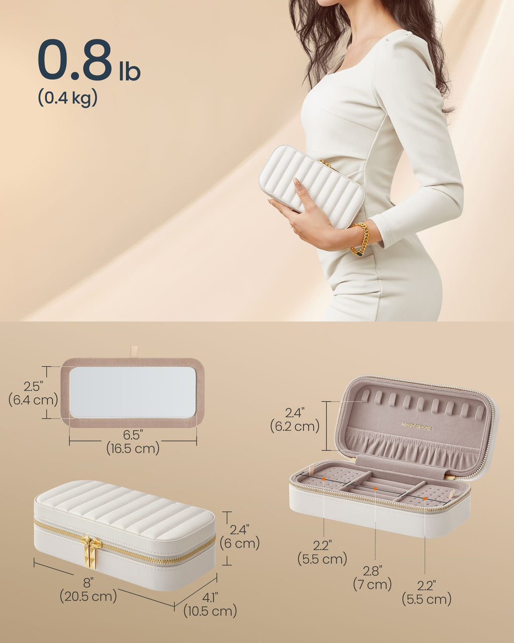 Small jewelry box - Cloudy White - Elegant & Compact