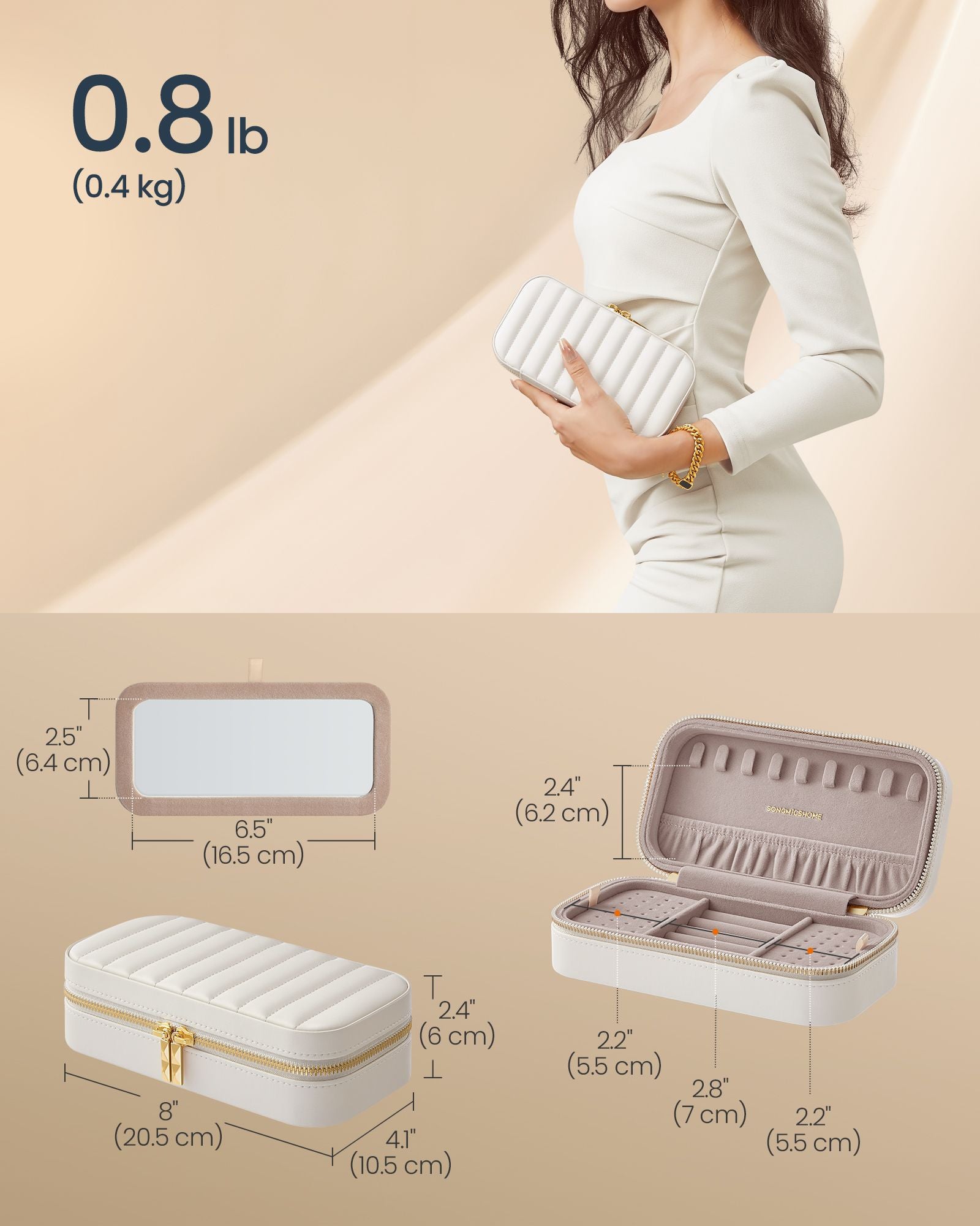 Small jewelry box - Cloudy White - Elegant & Compact