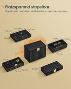 Jewelry box with mirror and 4 levels ink black