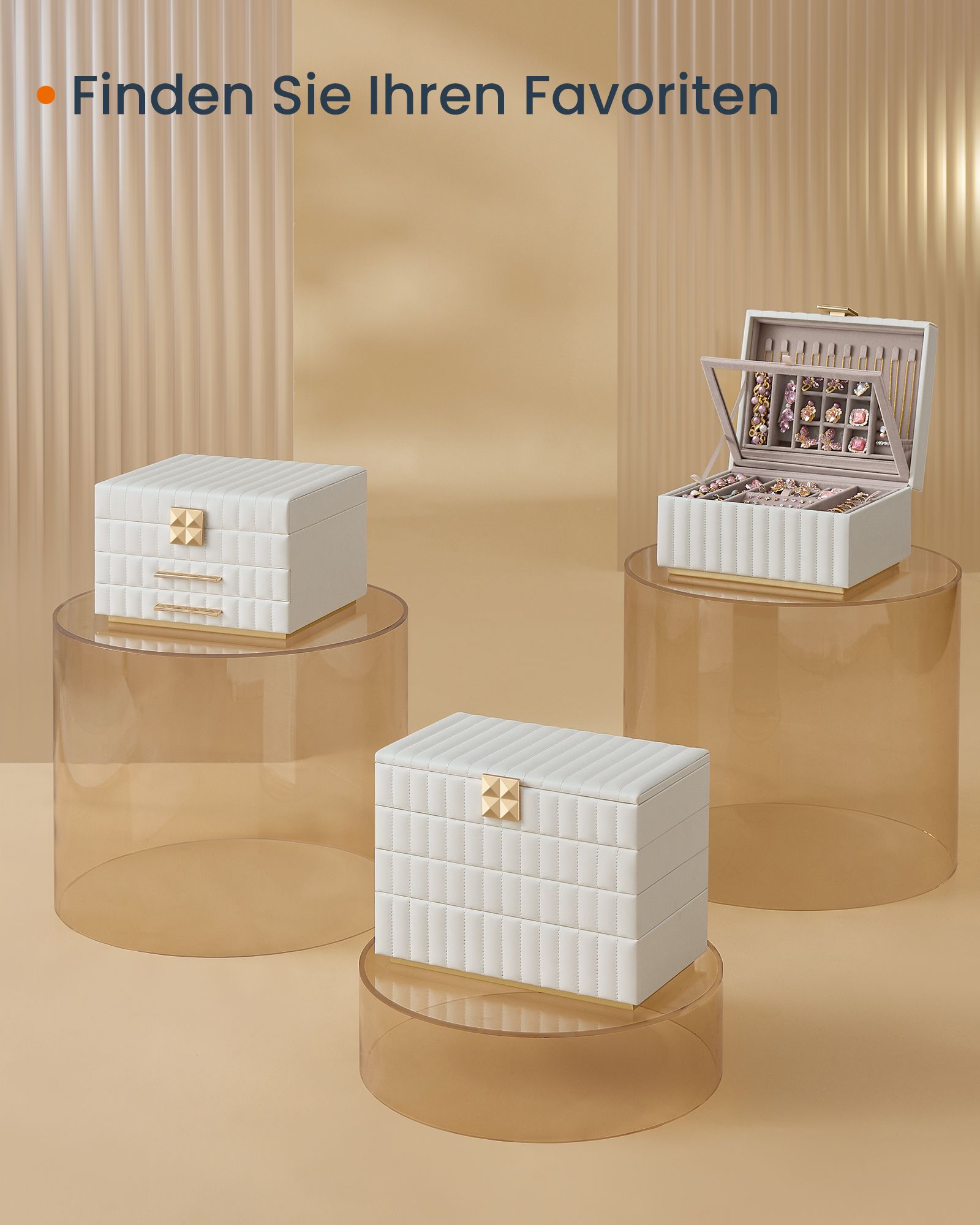 Anah collection jewelry box 2 levels, with mirror