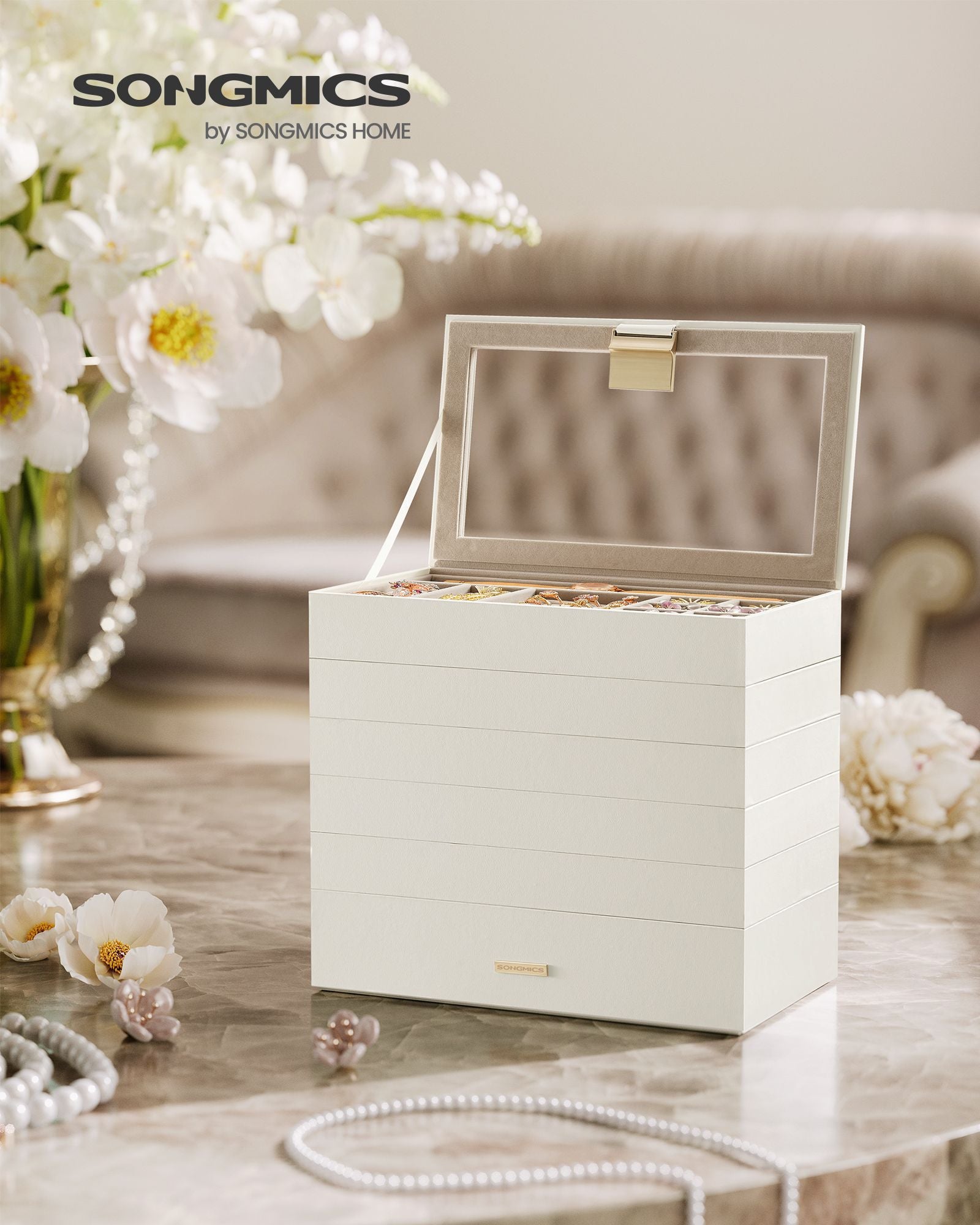Jewelry box - 6 levels - White