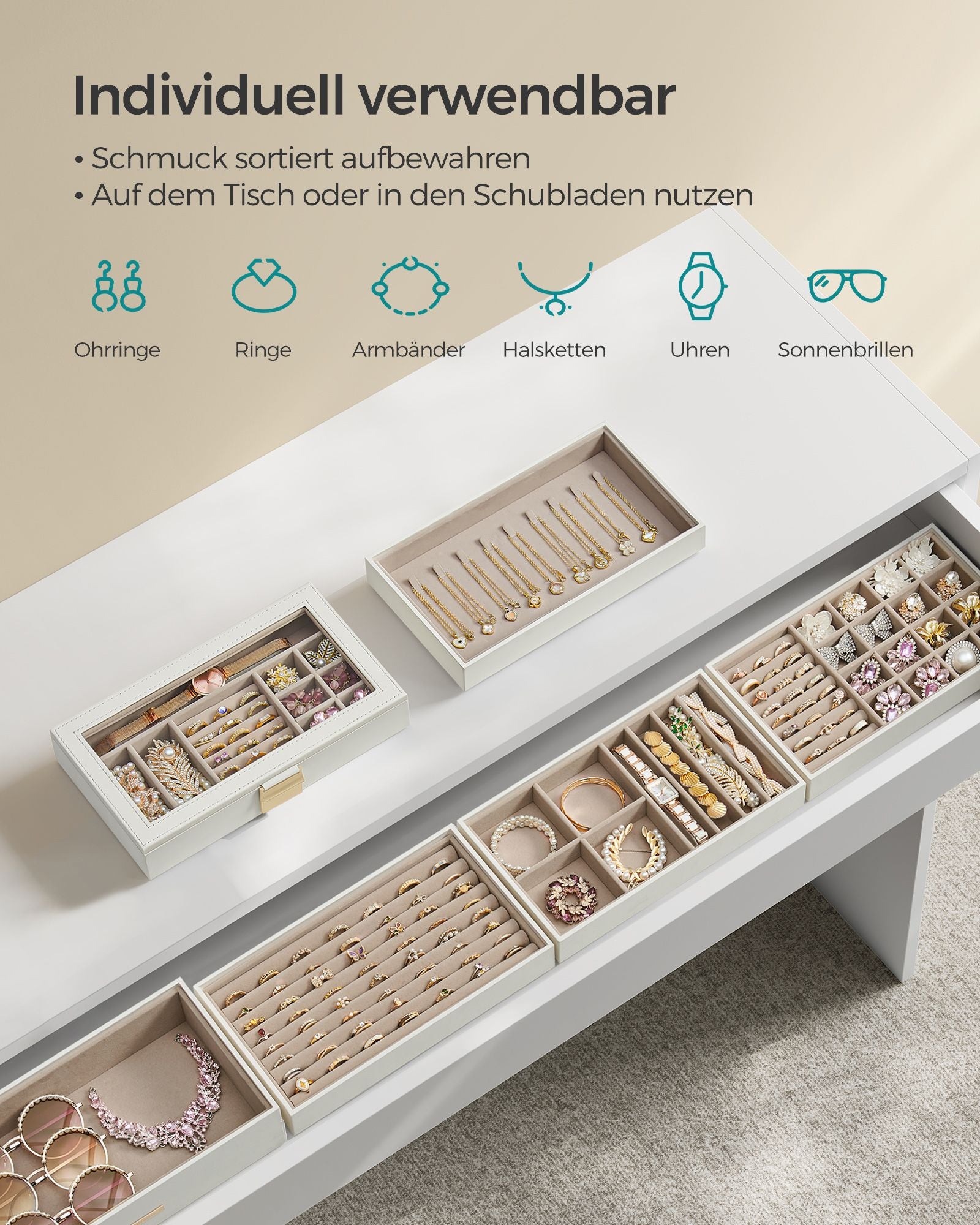 Jewelry box - 6 levels - White