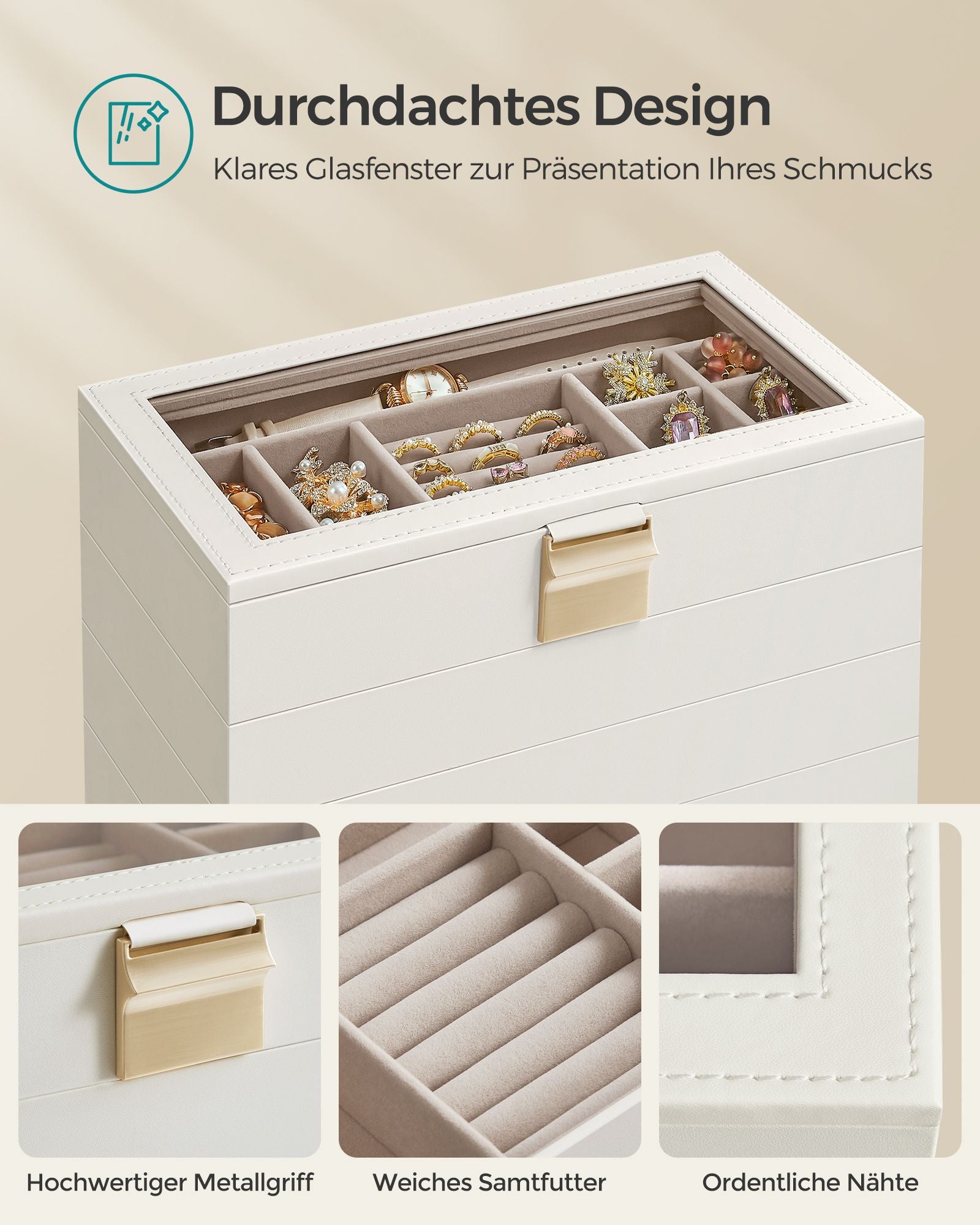 Jewelry box - 6 levels - White