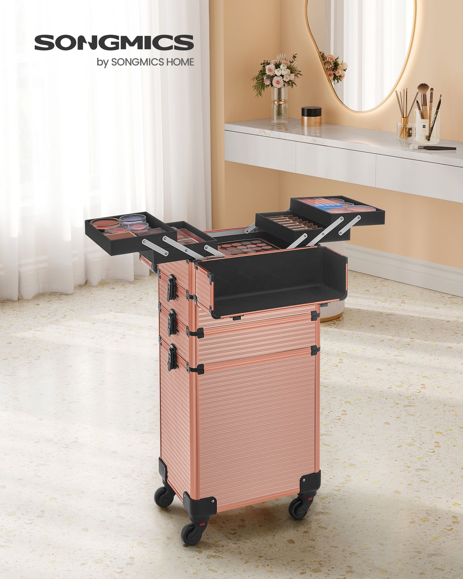 Cosmetic trunk-4-in-1-Make-up case-Champagne Gold