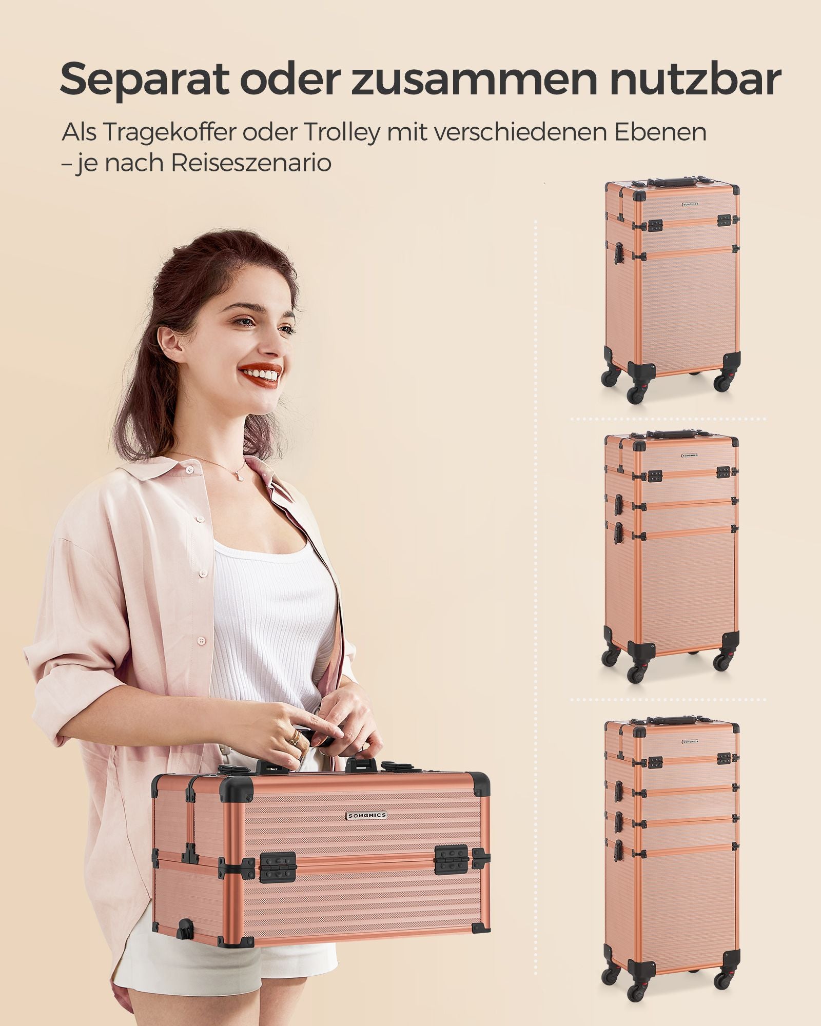 Cosmetic trunk-4-in-1-Make-up case-Champagne Gold