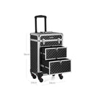 Make -up suitcase - Professional trolley - Hairdressing case with 4 wheels - Black