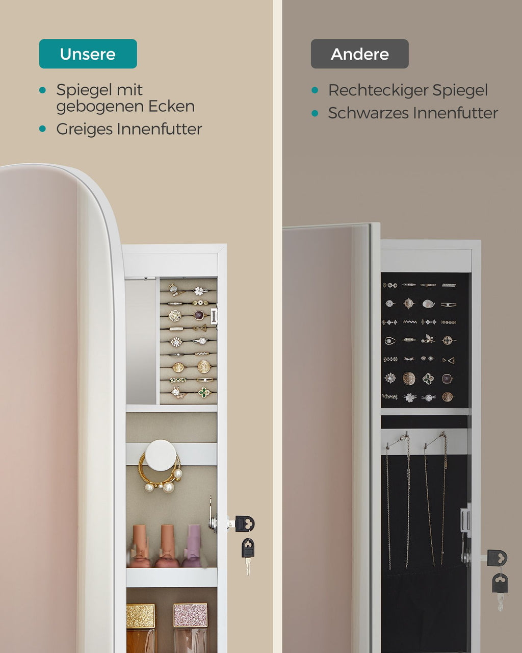 Wall cabinet - With mirror surface - White