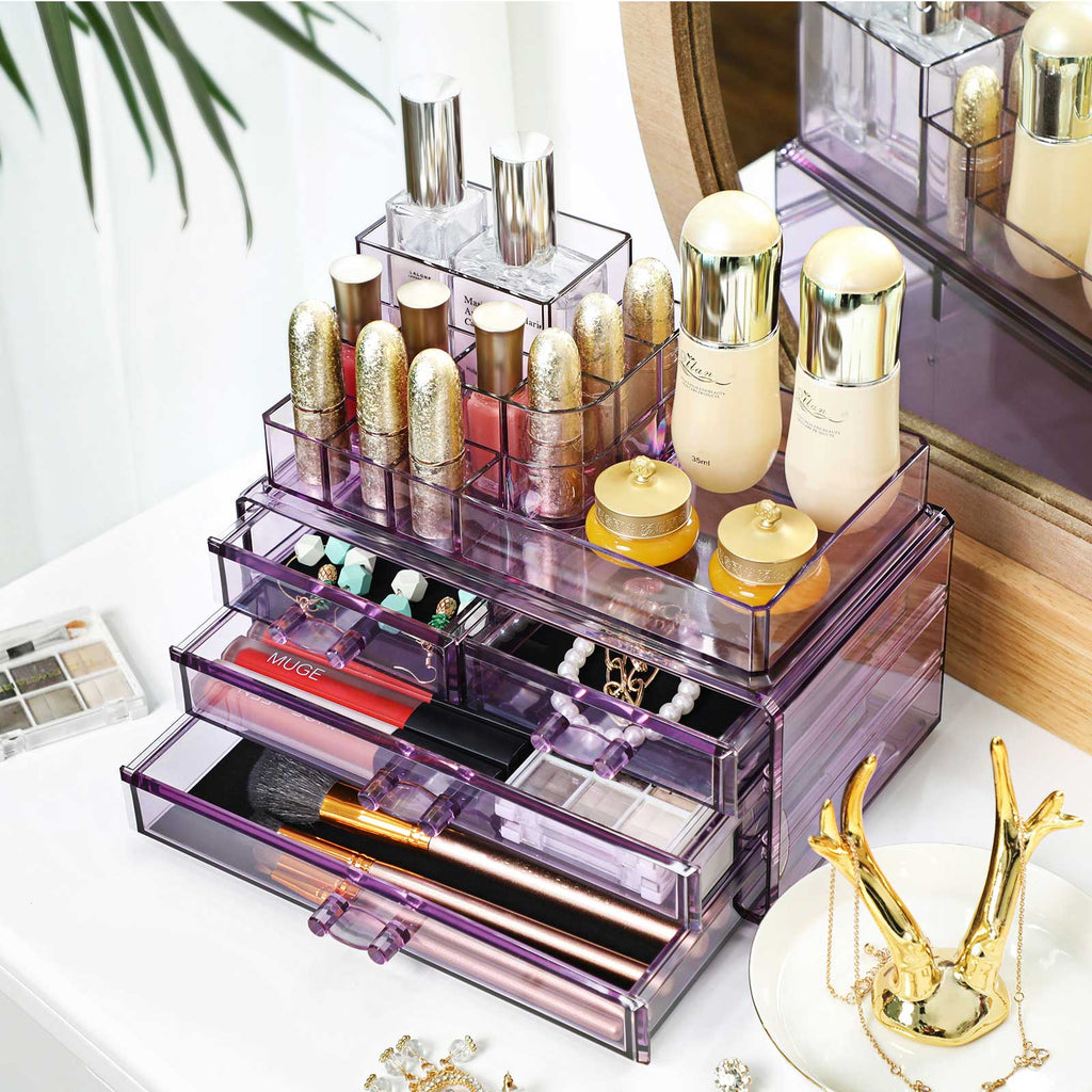Cosmetic organizer - with drawers - lavender color