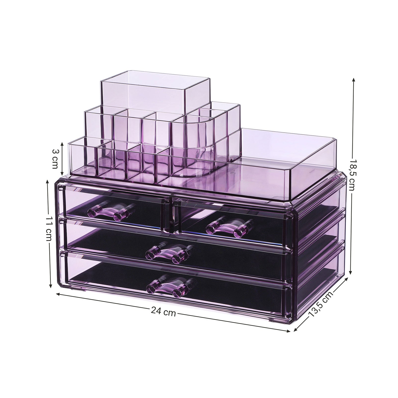 Cosmetic organizer - with drawers - lavender color