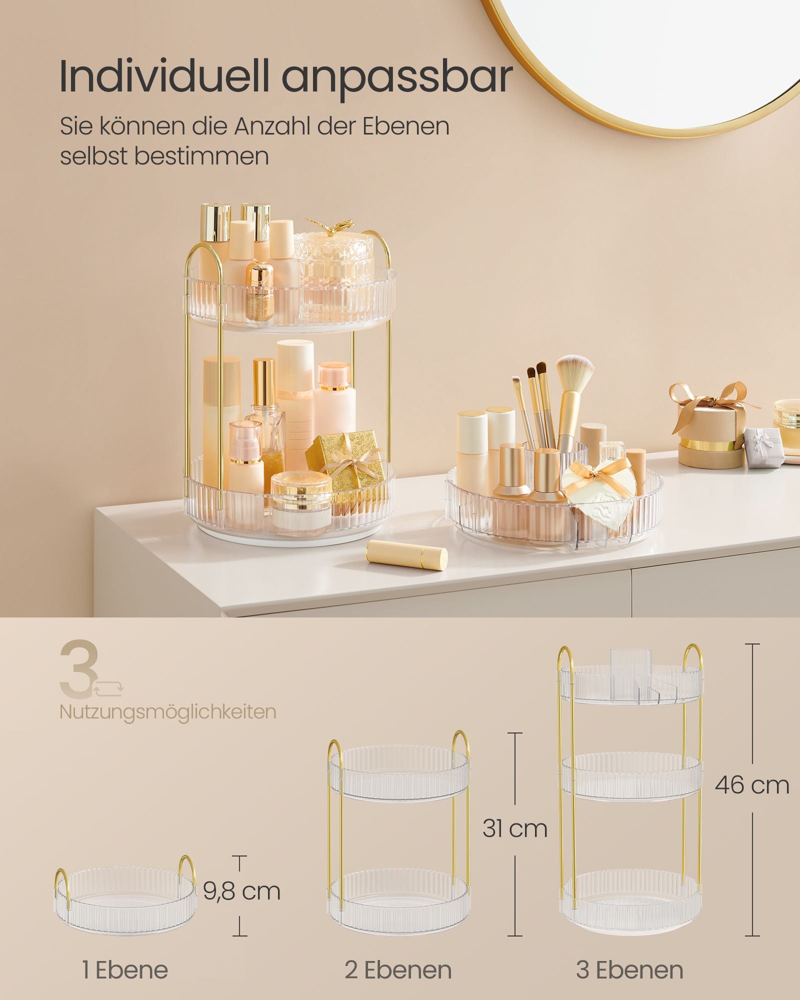 Make-up Organizer-3 levels-Gift Idea-Transparent
