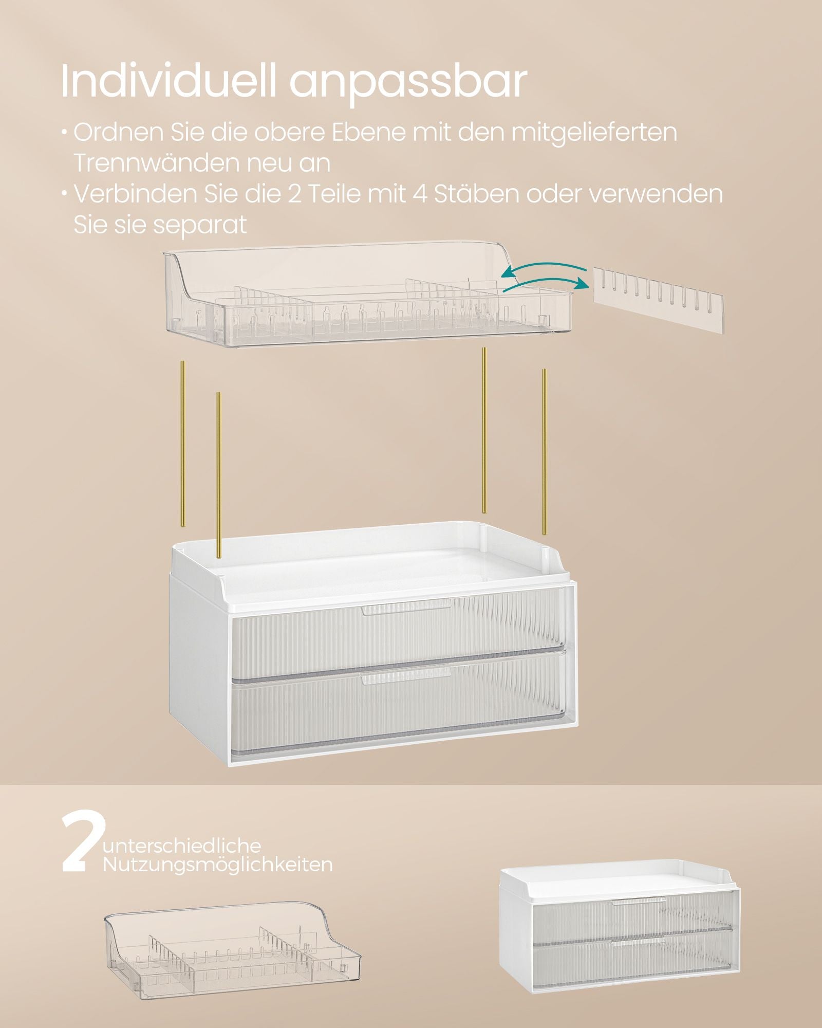 Make-up organizer 4 levels 20 x 32 x 39.1 cm, transparent