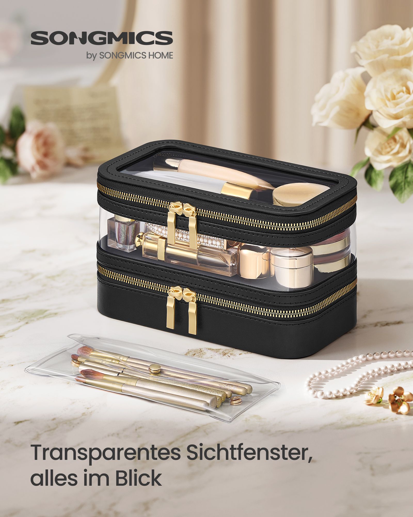 Make-up bag with jewelry box ink-black