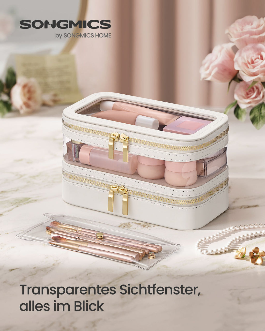 Make-up bag with jewelry box Wolk White