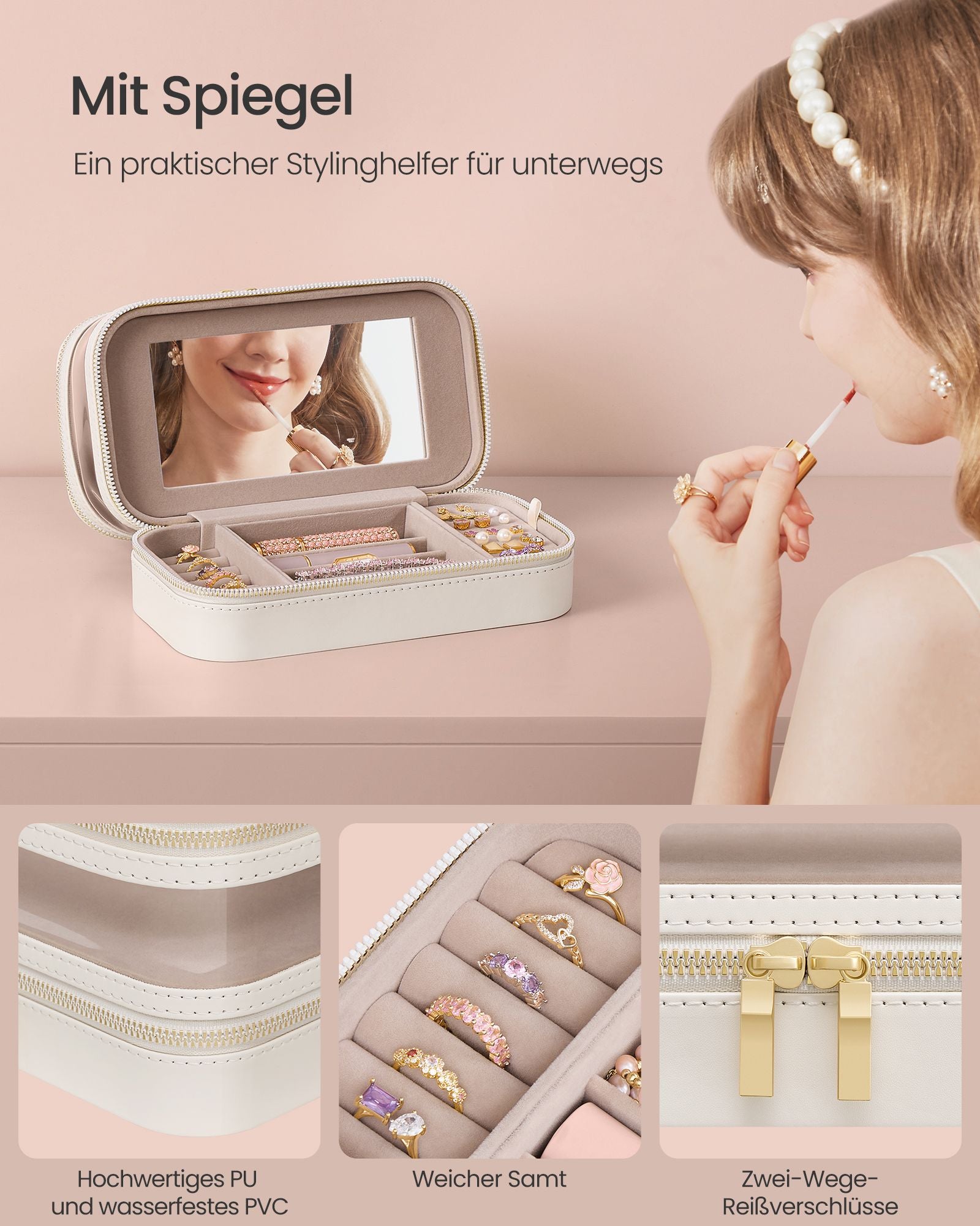 Make-up bag with jewelry box Wolk White