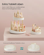 Make-up organizer rotatable with extra bowl of gold colored