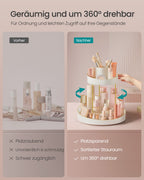 Make-up organizer rotatable with extra bowl of gold colored
