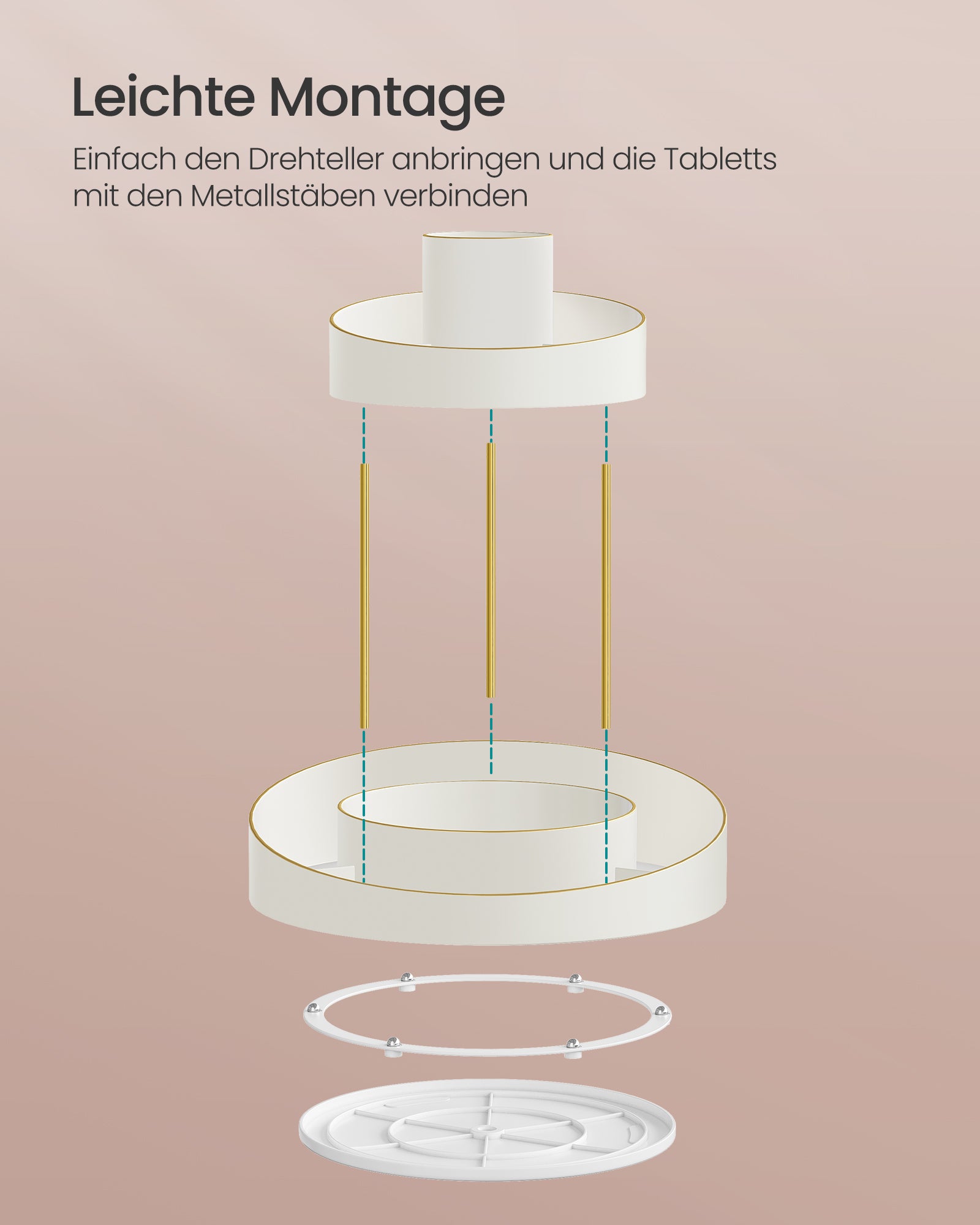 Make-up organizer rotatable with extra bowl of gold colored