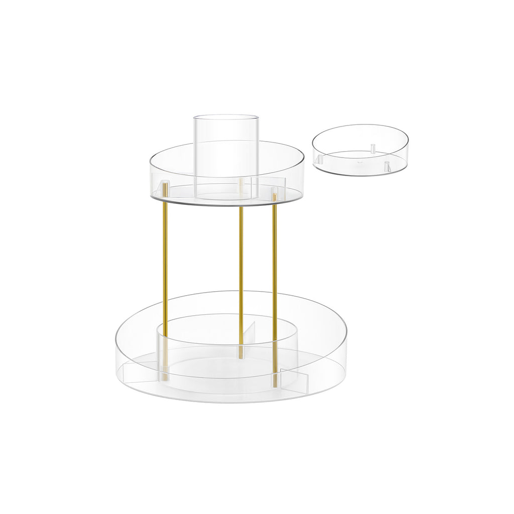 Turning make-up organizer with extra transparent container
