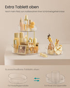 Turning make-up organizer with extra transparent container