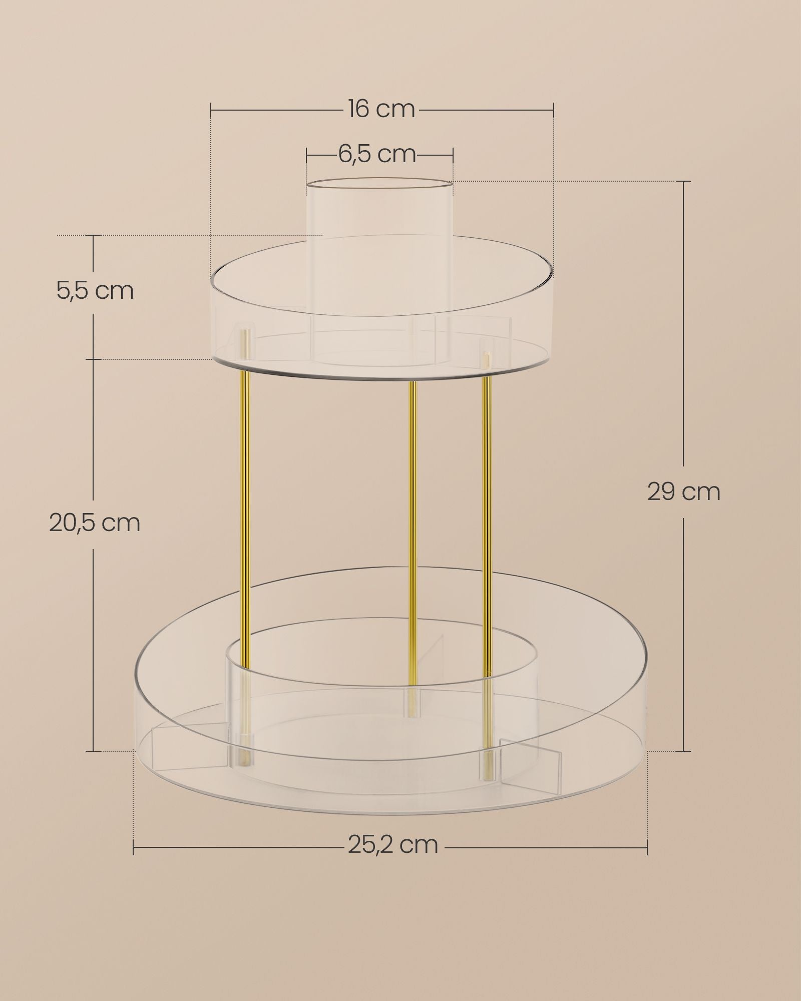 Turning make-up organizer with extra transparent container