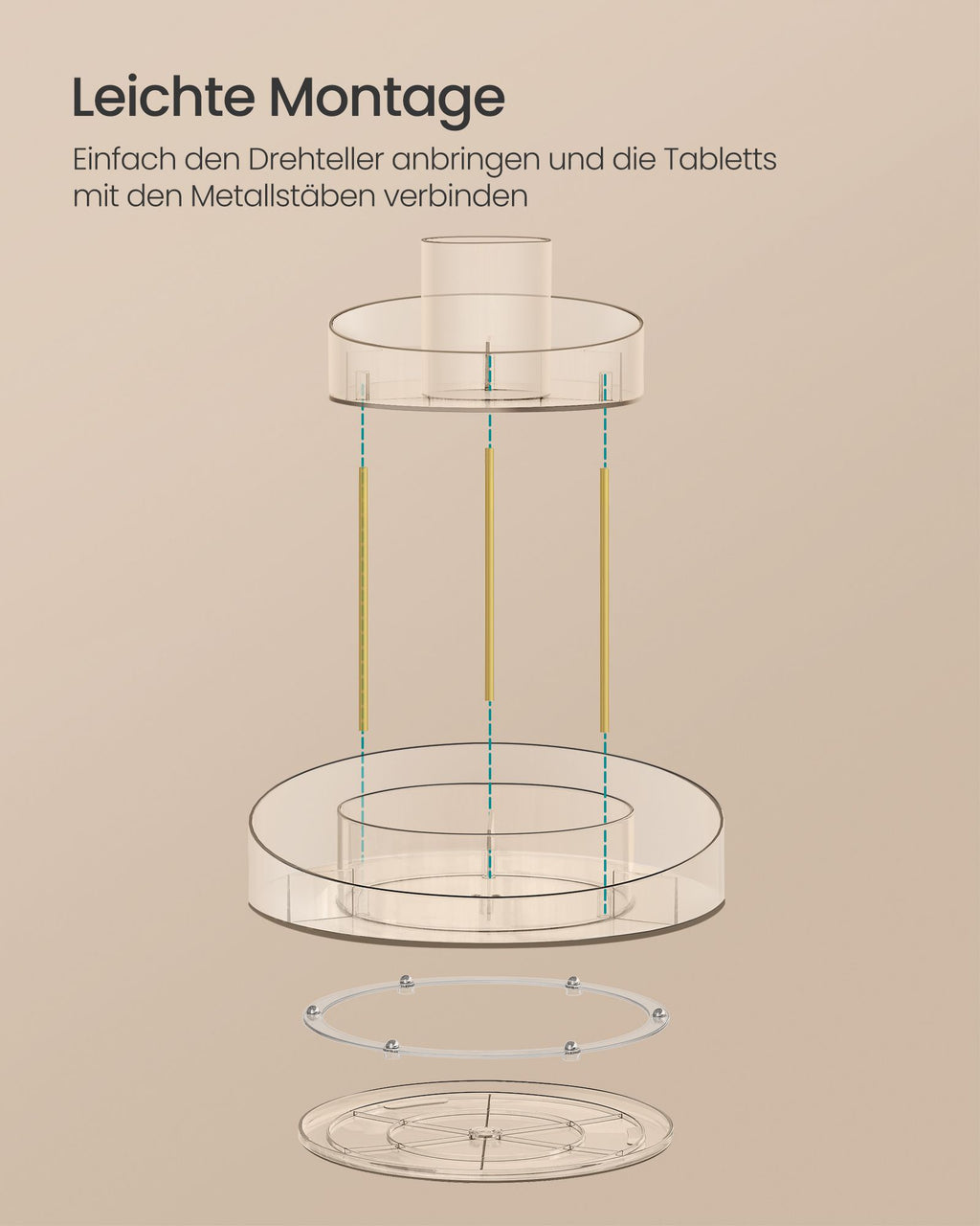 Turning make-up organizer with extra transparent container