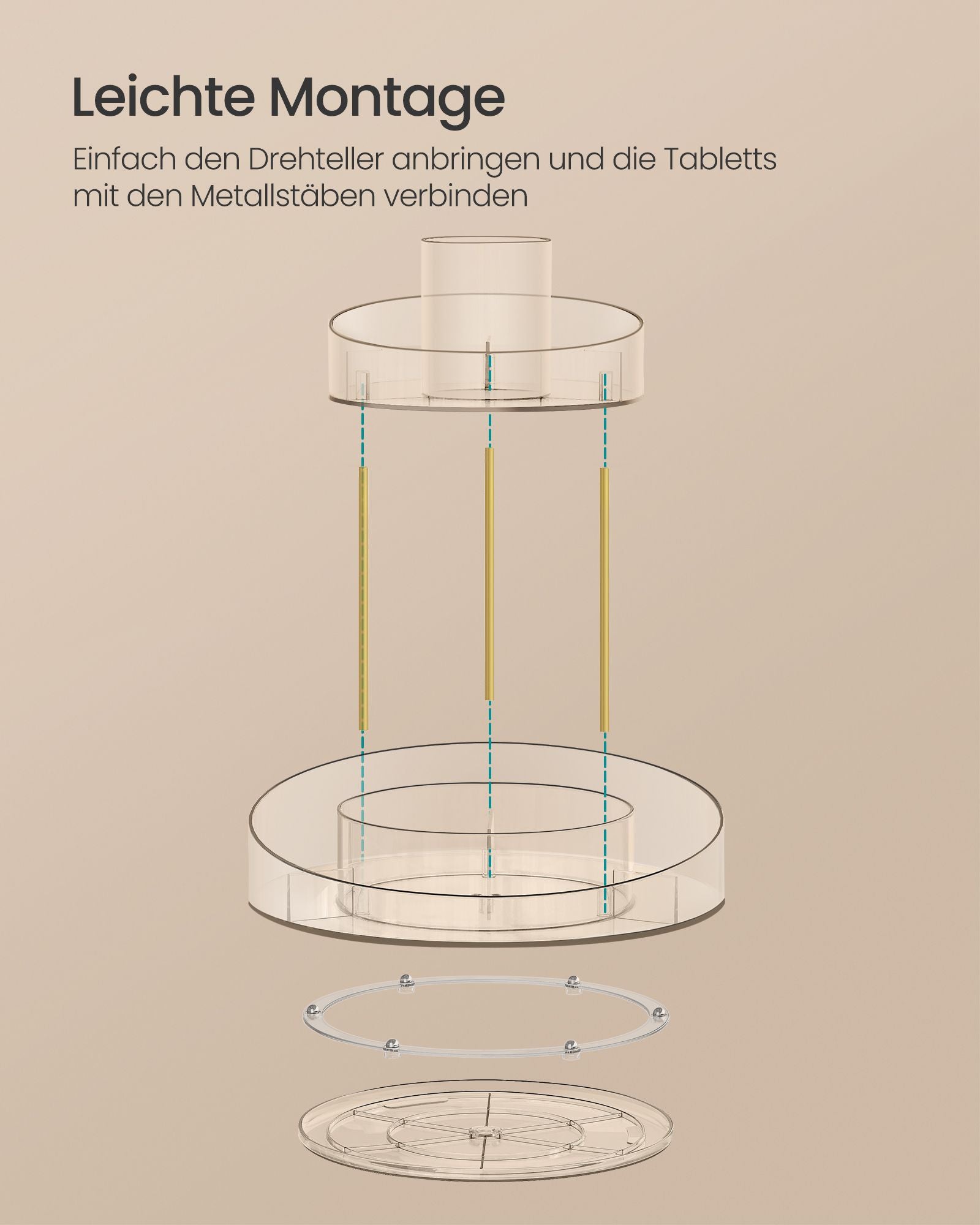 Turning make-up organizer with extra transparent container