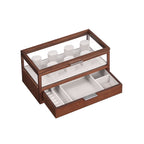 Watch box-2 levels-7 watch cushions-Gift Idea-Koffiebraun