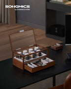 Watch box-2 levels-7 watch cushions-Gift Idea-Koffiebraun