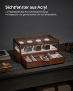 Watch box-2 levels-7 watch cushions-Gift Idea-Koffiebraun