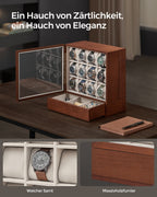 Watch box-12 compartments-with window-Gift idea-Coffee brown