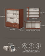 Watch box-12 compartments-with window-Gift idea-Coffee brown