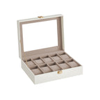 Watchbox - 10 compartments - Glass lid - Black/Gray
