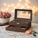 Watchbox with glass lid - 2 layers for 12 watches