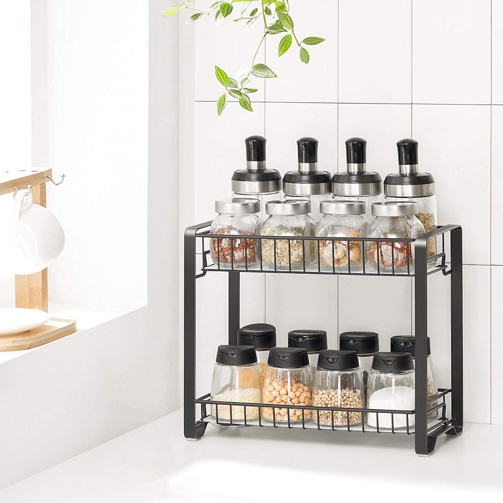 Herb rack - kitchen rack - countertop organizer - bathroom rack - black