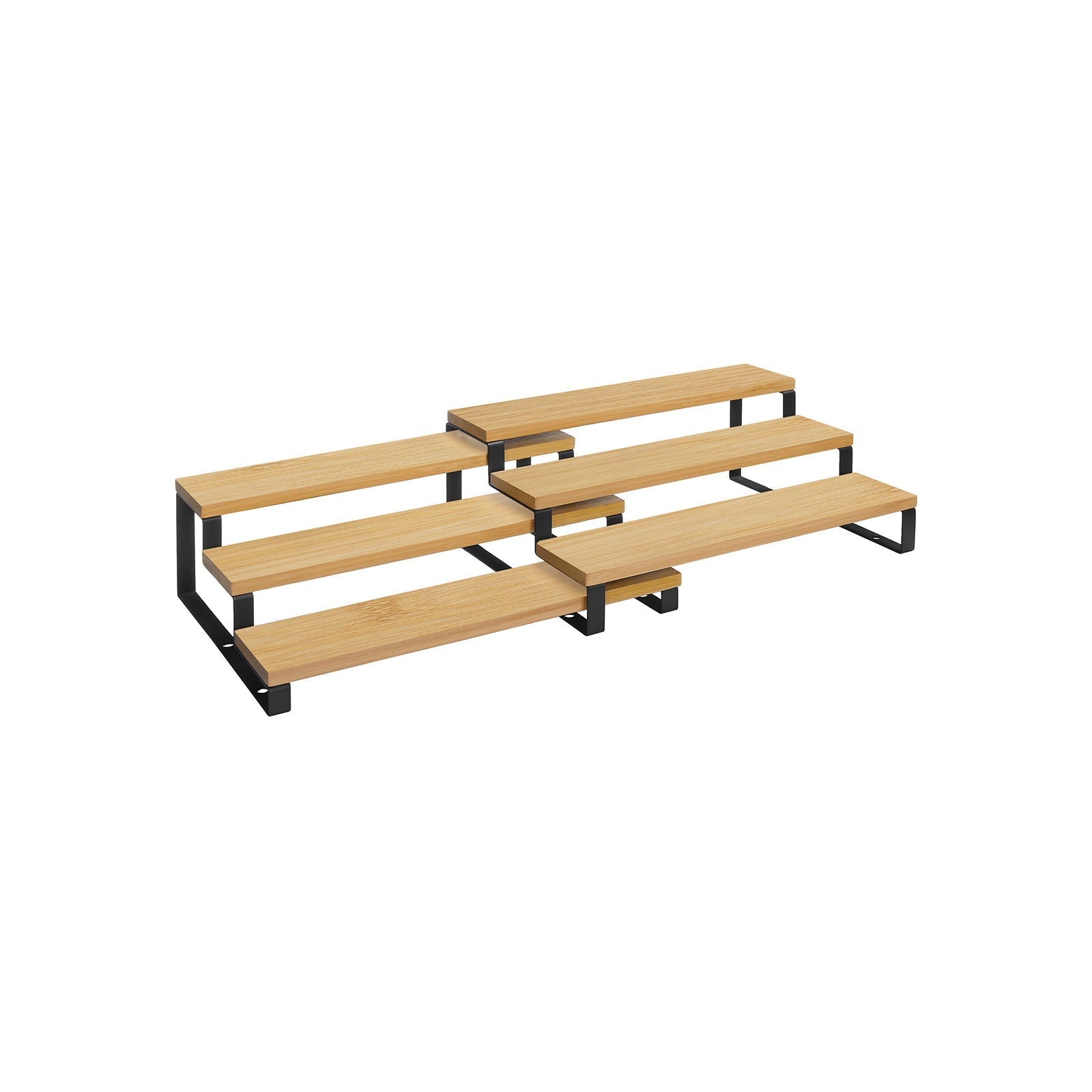Bamboo spice racks - Kitchen racks - Set of 2 - Natural/Black