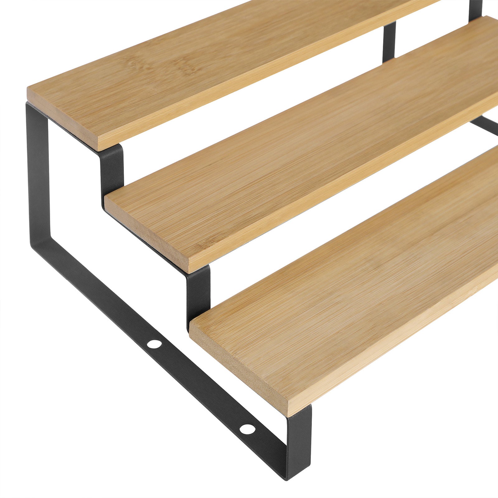 Bamboo spice racks - Kitchen racks - Set of 2 - Natural/Black