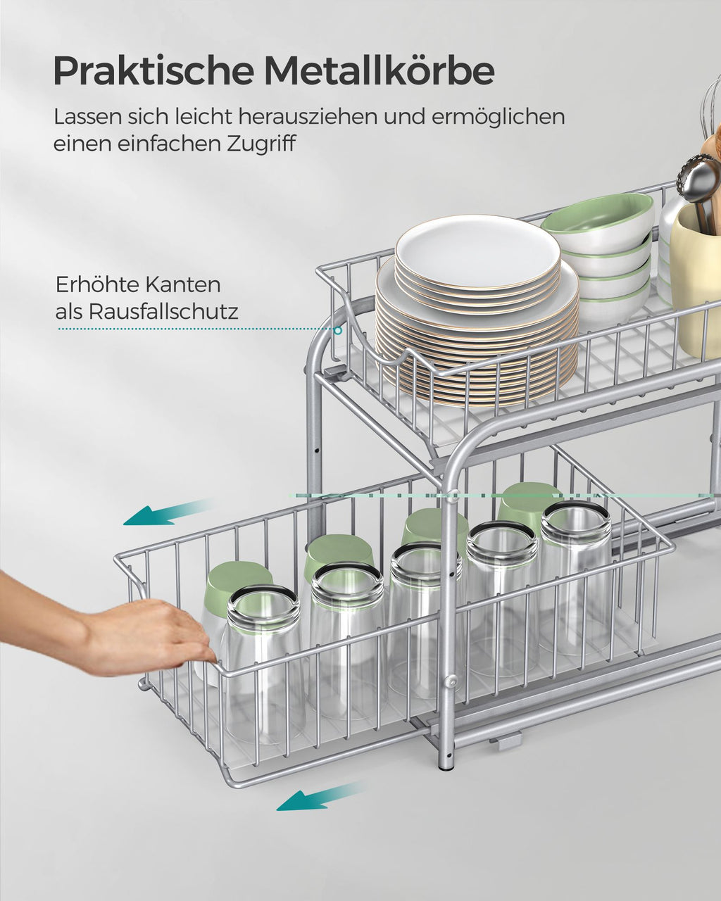 Kitchen Casting Organizer - Set Of 2 - Metallic Silver