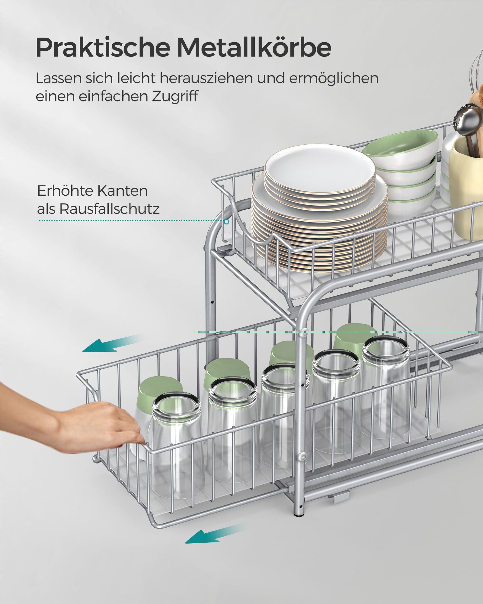 Kitchen Casting Organizer - Set Of 2 - Metallic Silver