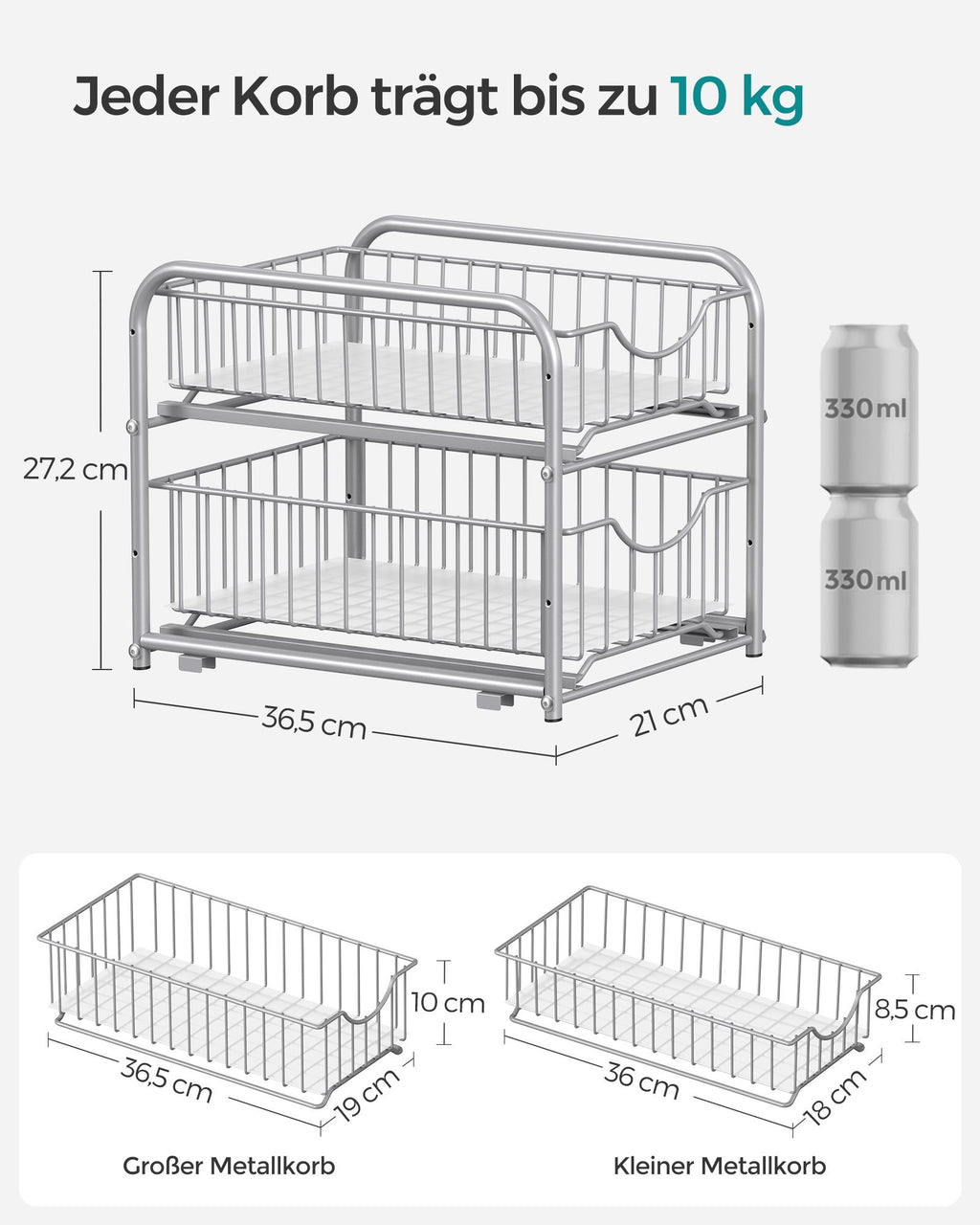 Kitchen Casting Organizer - Set Of 2 - Metallic Silver