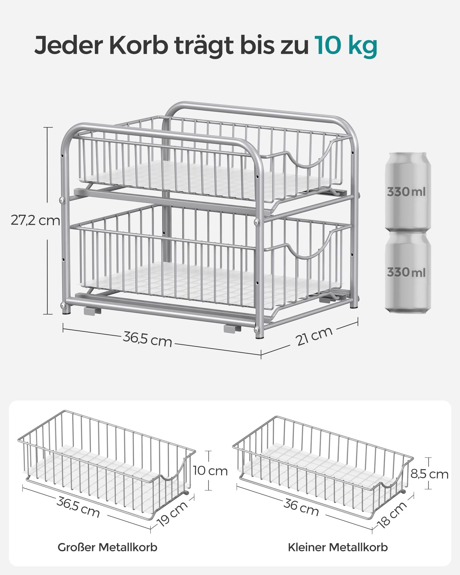 Kitchen Casting Organizer - Set Of 2 - Metallic Silver