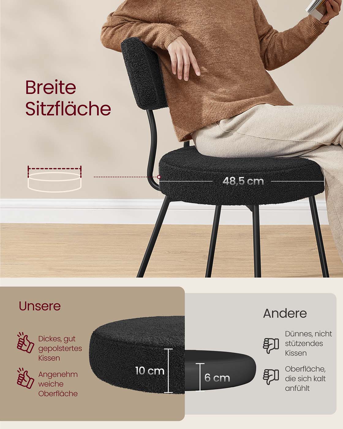 Dining room chair set of 2 with membrane surface ink -black