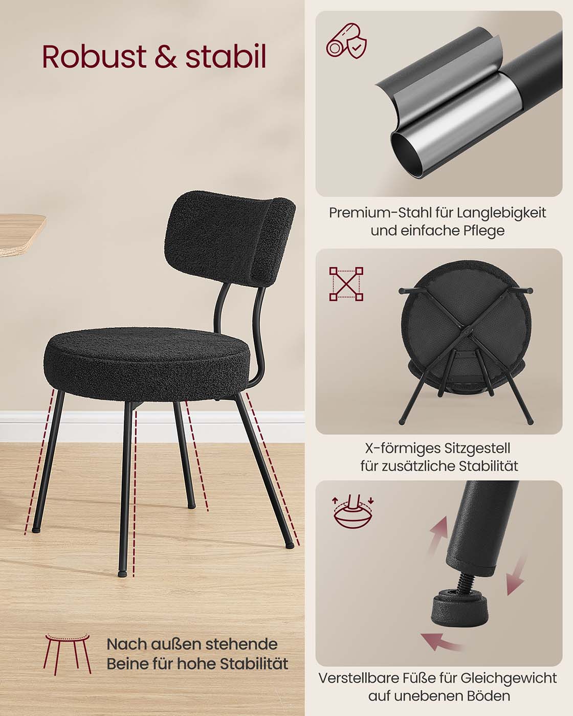 Dining room chair set of 2 with membrane surface ink -black
